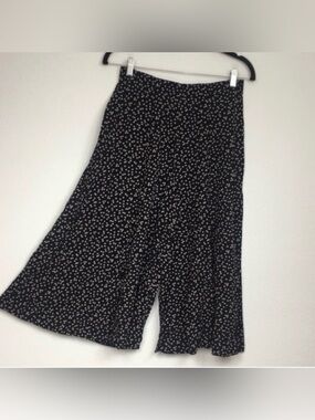 Vintage Carole Little Womens Black Tan Cube High Waist Crop Gaucho Pant 4P Retro